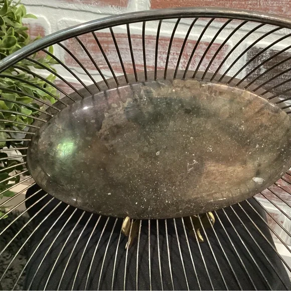 ⚫️ Vintage Gorham Silver Plate Wired Design Serving Fruit or Decor Bowl Basket - Picture 4 of 10